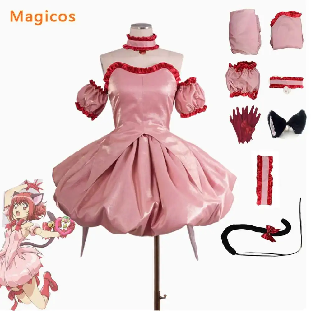 

Anime Tokyo Mew Mew Momomiya Ichigo Cosplay Costume Lolita Fluffy Dress Uniform Woman Girls Lovely Kawaii Halloween Party Suit