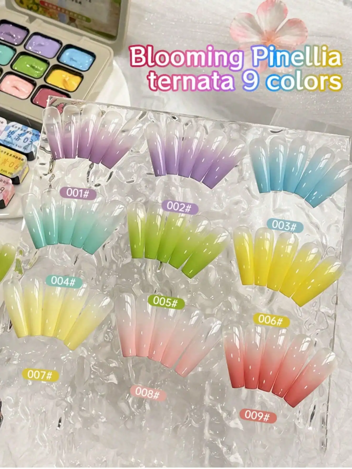 MORDDA 9 pièces floraison Pinellia Ternata tapotements colle tache en conserve haute Saturation populaire semi-solide vernis à ongles Salon de manucure