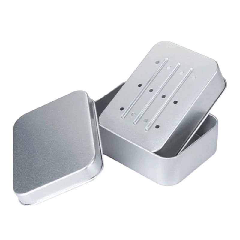 Lightweight and Durable Aluminum Soap Holder with Lid Aluminum Soap Box with Removable Draining Layer Moisture Resistant