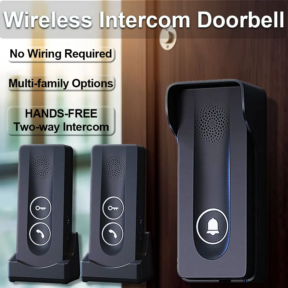 800M Long Distance Outdoor Doorbell Wireless Intercom Door Phone Unlocking Two-Way Intercom 433MHz for Multi-family Apartments