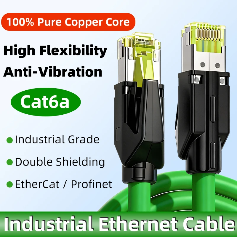 Anti Vibration Cat6a Industrial Ethernet Cable Double Shielded High Flexible Drag Chain RJ45 Patch Cord for CNC Machine Robotic