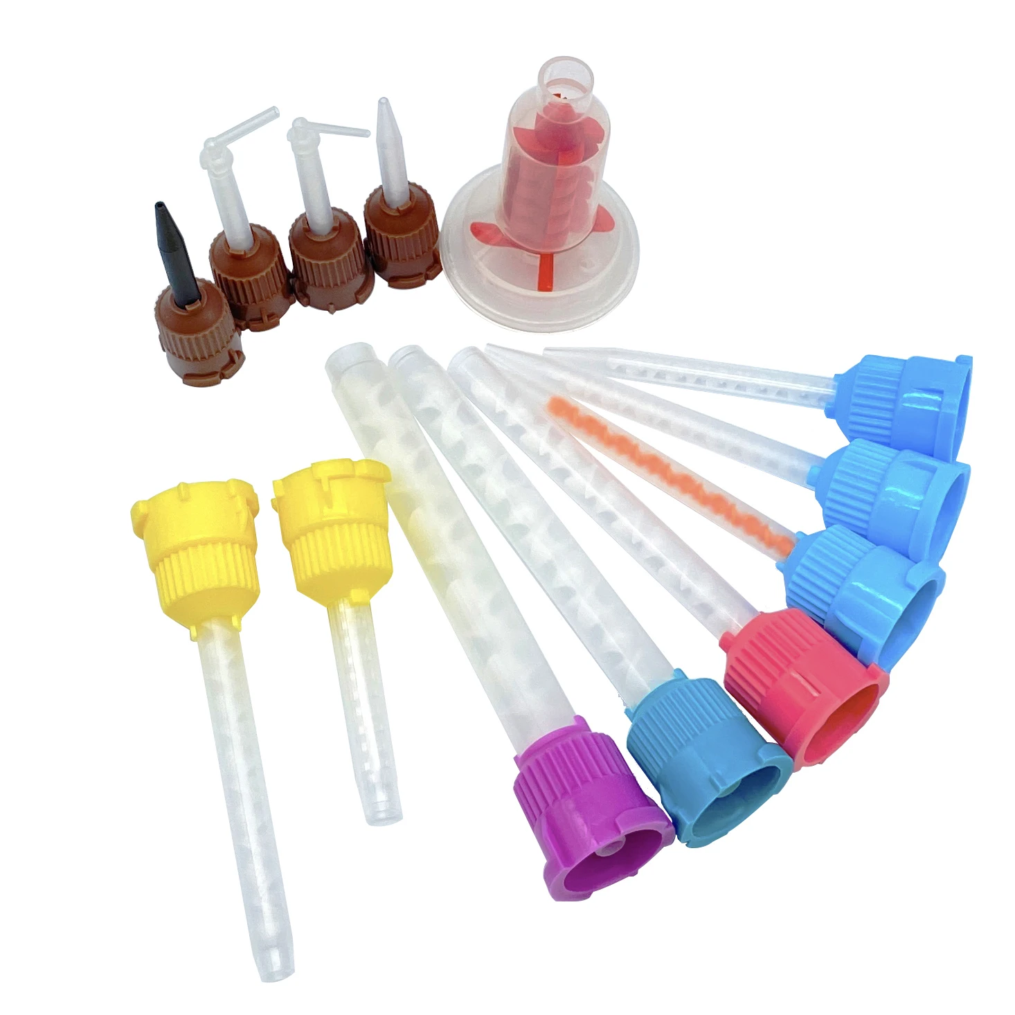 50 unids/lote puntas de mezcla Dental materiales de impresión laboratorio dentadura tubos de colores goma de silicona desechable