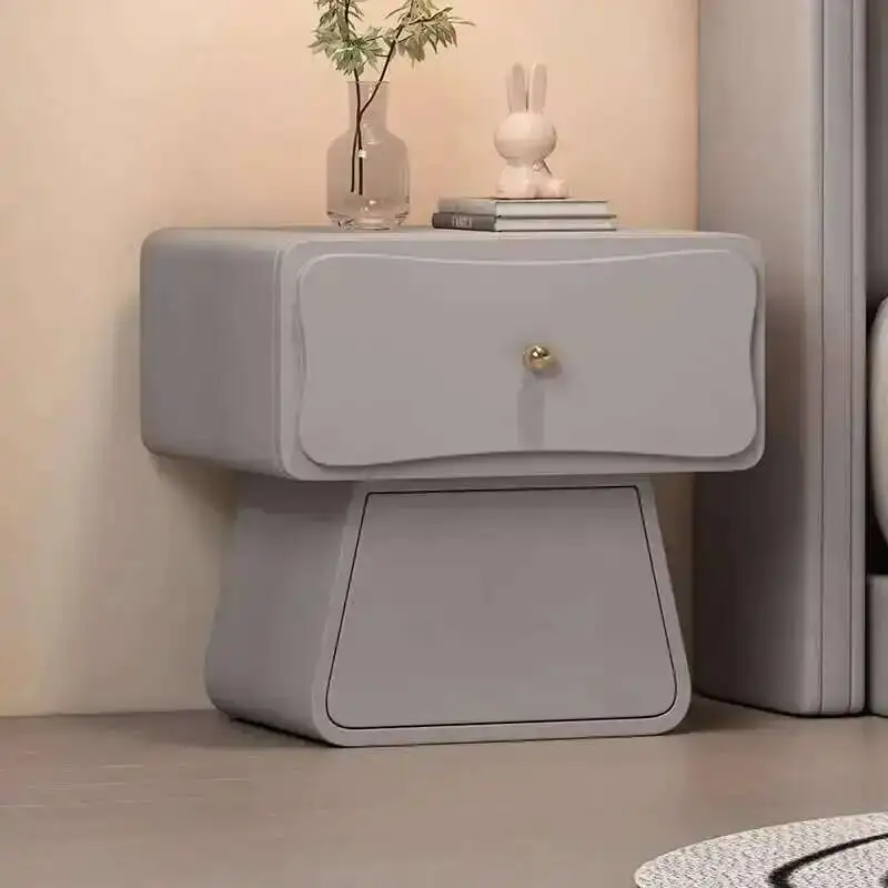 

Style Minimalist Solid Wood Nightstand Modern Cream Minimalist Luxury Small Bedroom Bedside Cabinet Mesa De Noche Furniture WKNS