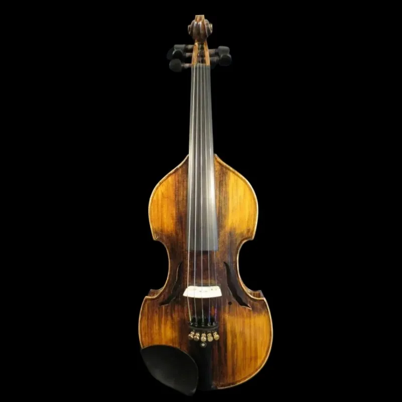 Solid wood Baroque style brown 5 strings electric violin 4/4 +Acoustic violin