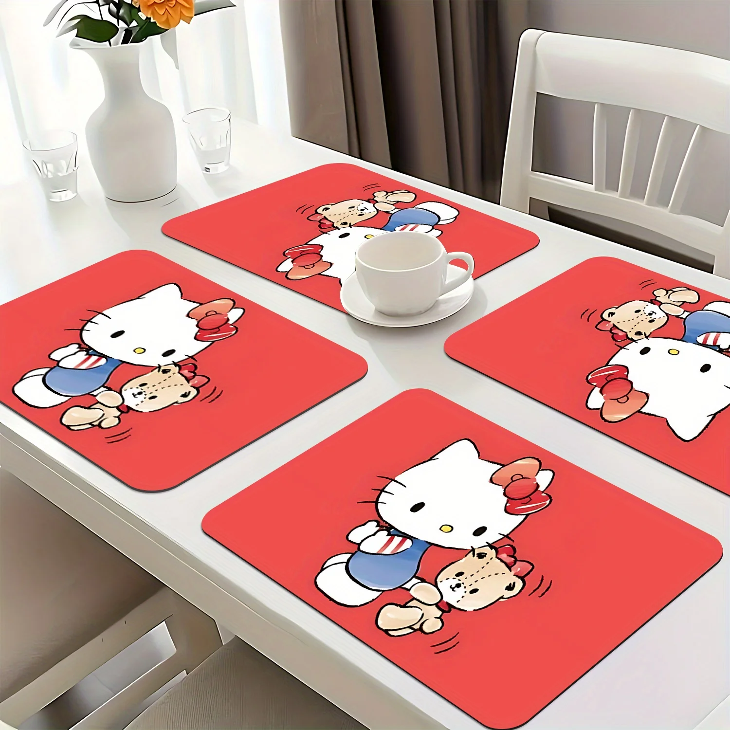 Sanrio Hello Kitty Placemat, Placemats for Dining Table, Coffee Machine Mat, Counter Absorbent Drying Mat, Suitable for Dining