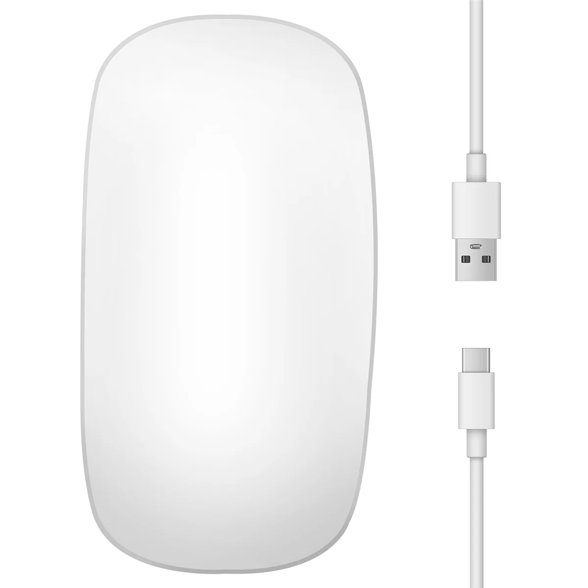 T36C Bluetooth Wireless Magic Mouse Silent Rechargeable Computer Mouse Slim Ergonomic PC Mice for (White)