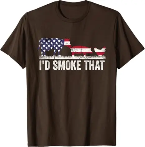 I'd Smoke That Patriotic BBQ American Flag 4th of July Herren-T-Shirt BBQ Barbeque Der beste Begleiter für PitMaster. Das Pit-Crew-T-Shirt – Detail 3