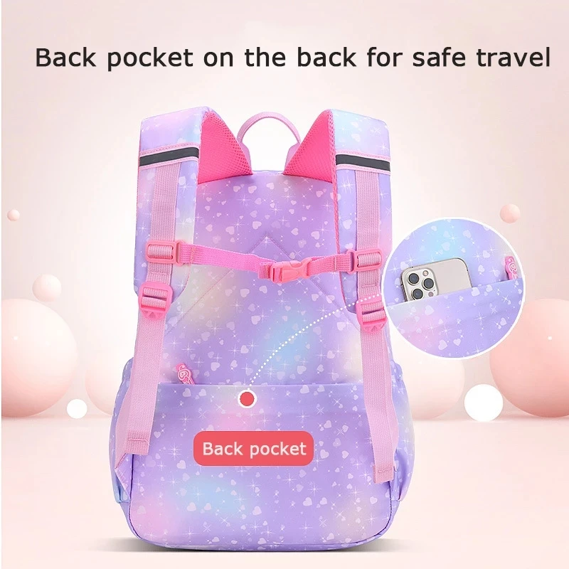 Mochila escolar de la serie arcoíris para niñas, morral escolar de princesa de colores, impermeable, 2023