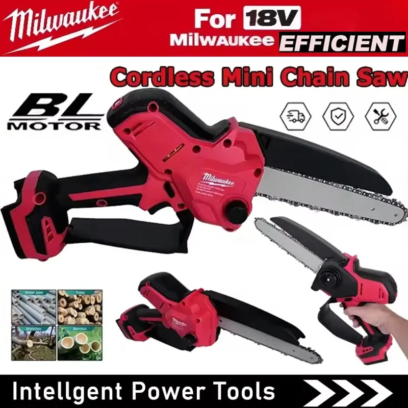 

Бесщеточная электрическая цепная пила Milwaukee с автоматической смазкой, 8 дюймов, для обрезки деревьев и резки древесины, электроинструмент для аккумулятора 18В