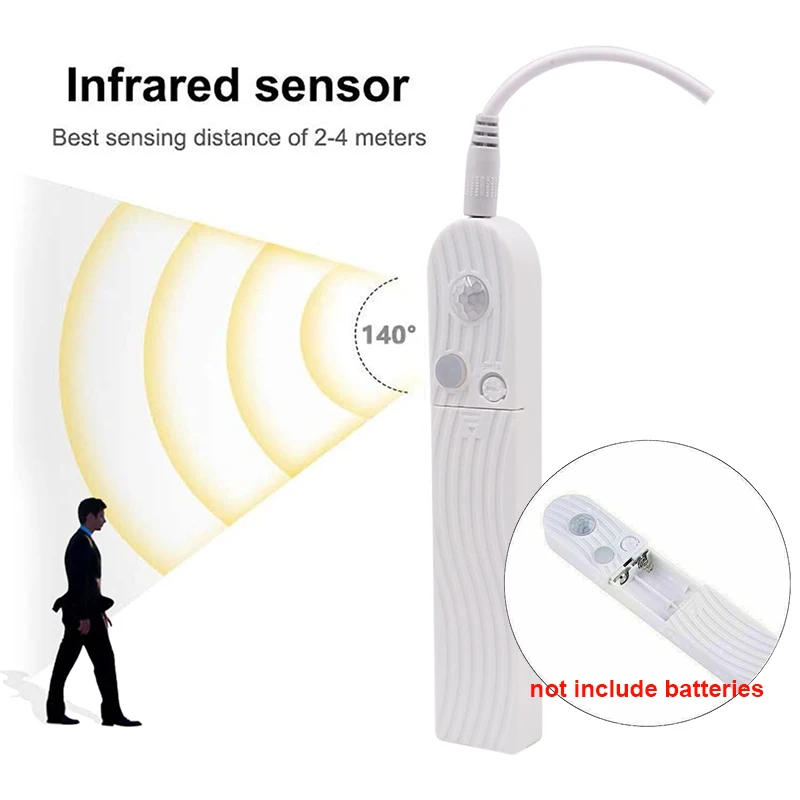 Dimmbare 5V COB-Streifen mit PIR-Bewegungssensor, USB-Lichtstreifen 1M-5M LED-Diodenband mit starker Selbstklebefunktion für Innendekoration – Detail 4