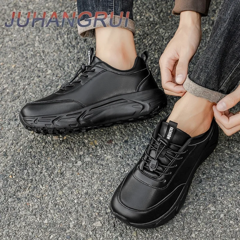 New Men's Wide Toe Casual Leather Shoes Autumn Winter Sports Shoes Breathable Leather High-quality Soles Non-slip Hiking Shoes