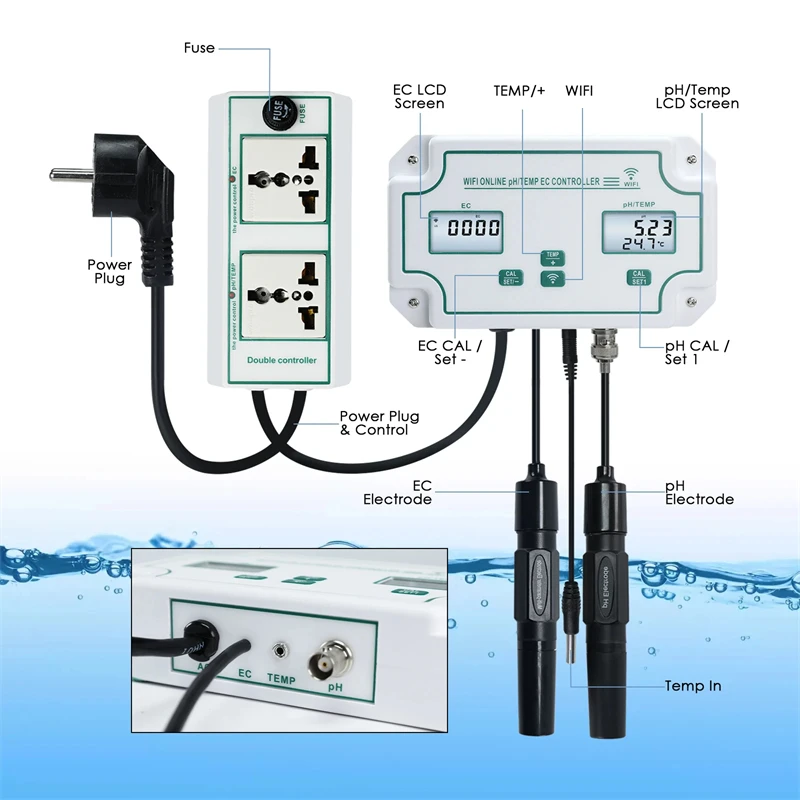 Tuya Wifi Digital 3 في 1 حوض السمك PH تحكم EC مقياس الحرارة نظام مراقبة المياه لحمام السمك #3
