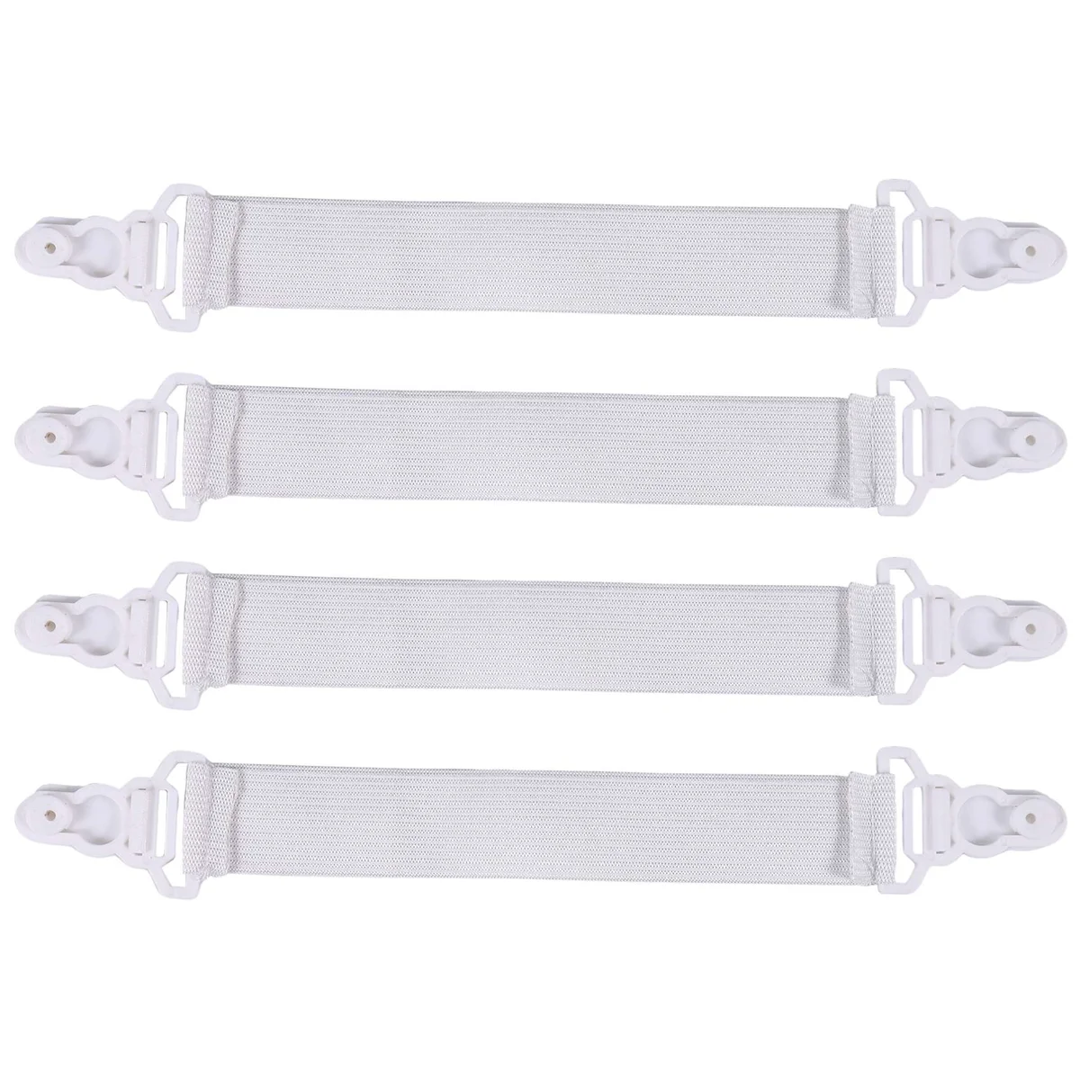 Set of 4 Elastic bedspread bed sheet bedspreads stretchers spanner straps strainer White