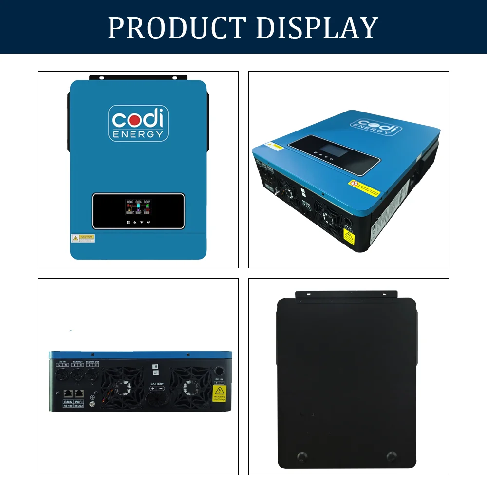 Solar Inverter 48V Hybrid 6KW 6200W with Maximum PV Input 500VDC On Off Grid MPPT 120A Battery 50/60HZ Inversor Support Wifi