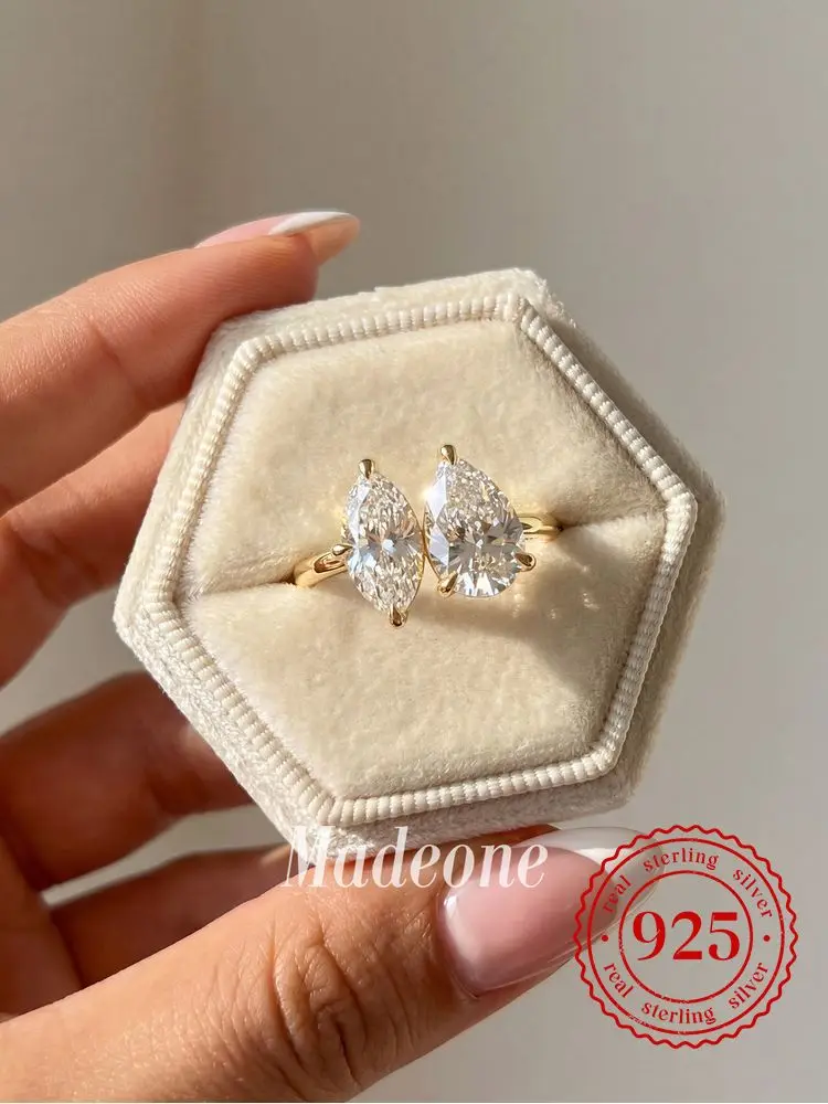 

Кольцо из стерлингового серебра 925 пробы с цирконием в форме капли для женщин, для помолвки, на каждый день, для вечеринок, роскошное, модное, высококачественное ювелирное изделие