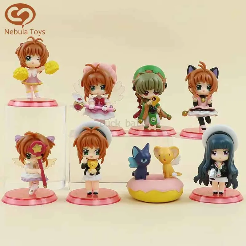 8pcs Card Captor Sakura Figures Cerberus Anime Figure Kinomoto Sakura Figurines Pvc Models Collection Room Decoration Toys Gifts