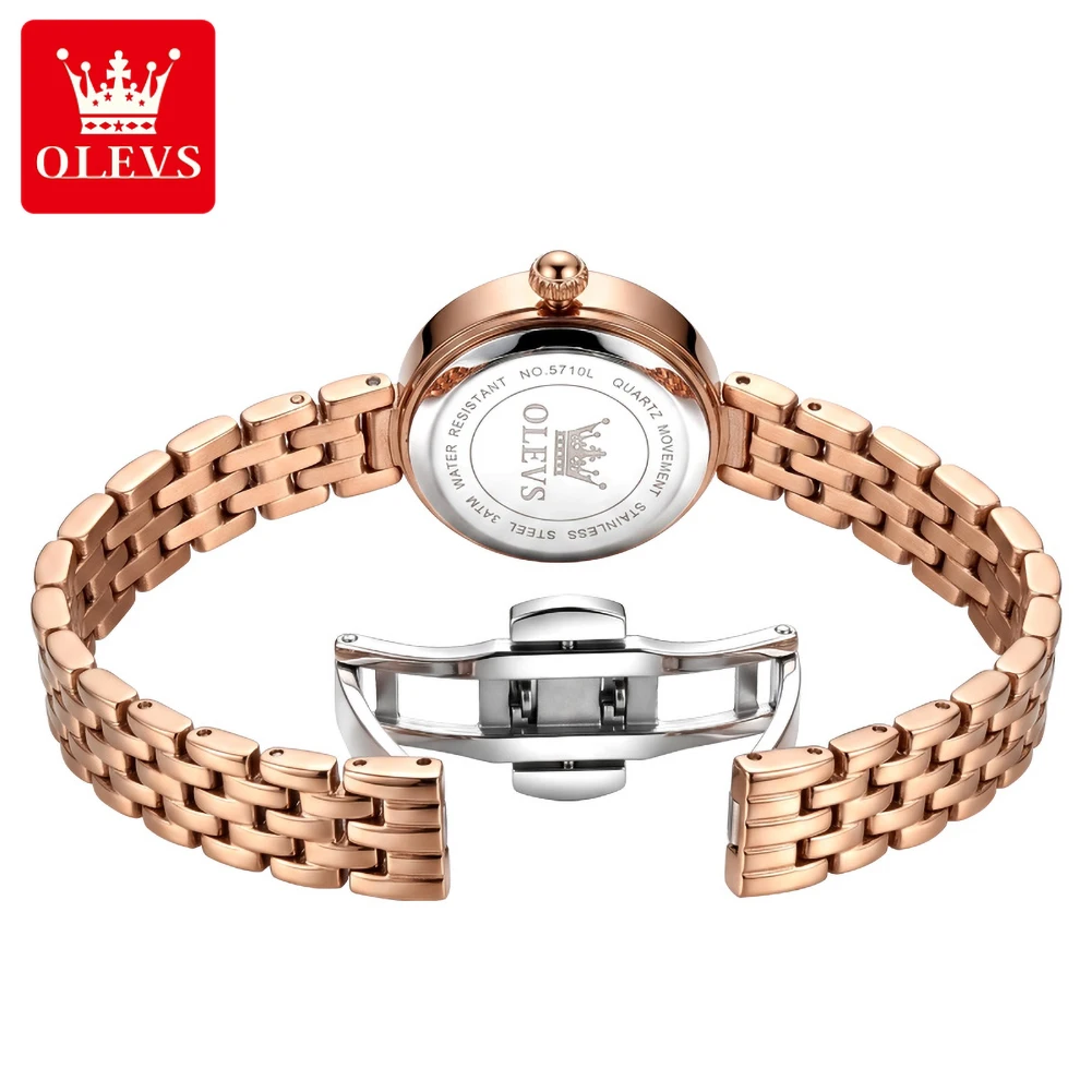 OLEVS 5710 Luxury Brand Watch for Women Waterproof Solid Steel Strap Fashion Original Ladies Quartz Wristwatch