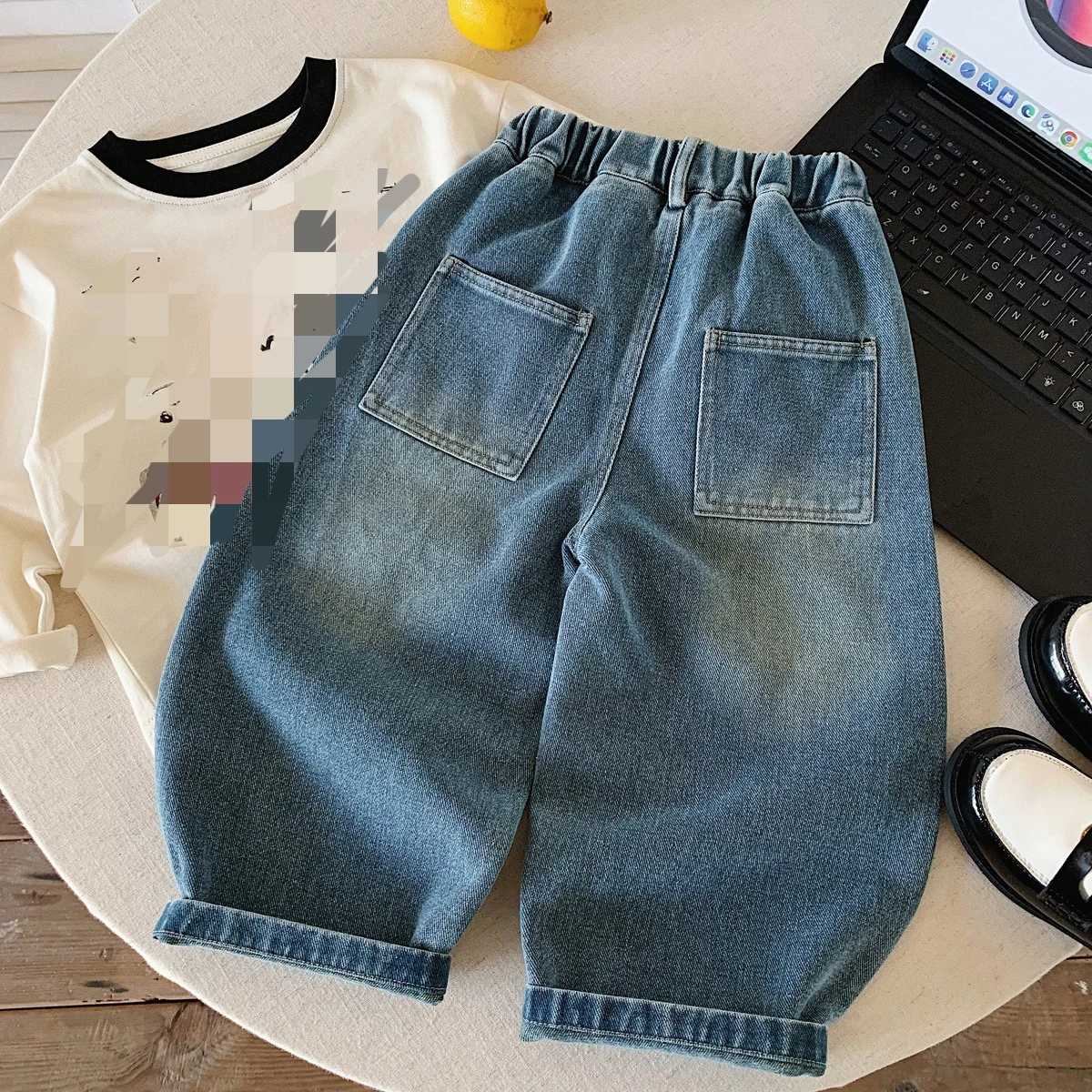 Boys 2026 Cool Soft Stylish Jeans Fall New Kids Korean Ripped Pants Baby Stylish Loose Casual Pants