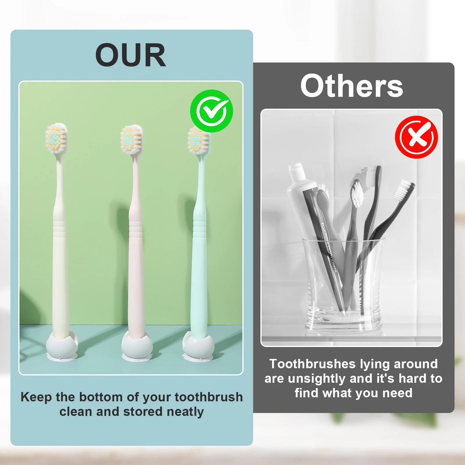 

6 pcs Suction Toothbrush Holder Kids Single Wall Cup Plastic Mirror Bathrooms Kitchens Sturdy Long Use