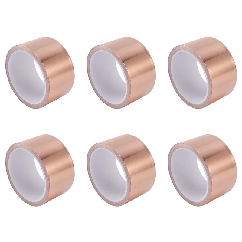 A03F-6Pcs 50 مللي متر × 10 متر EMI النحاس لاصق النحاس احباط النحاس الشريط ذاتية اللصق لفة الشريط