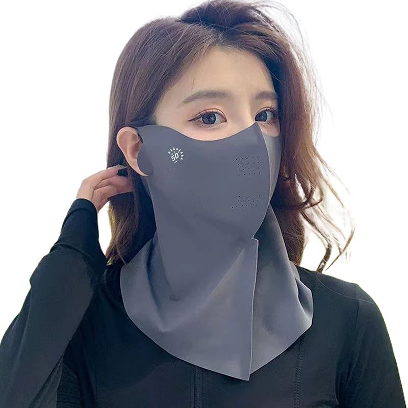 Women Summer UV Protection Neck Scarf Ice Silk Face Mask Cover Outdoor Wrap Cover Sports Cycling Sun Proof Sunscreen Dustproof