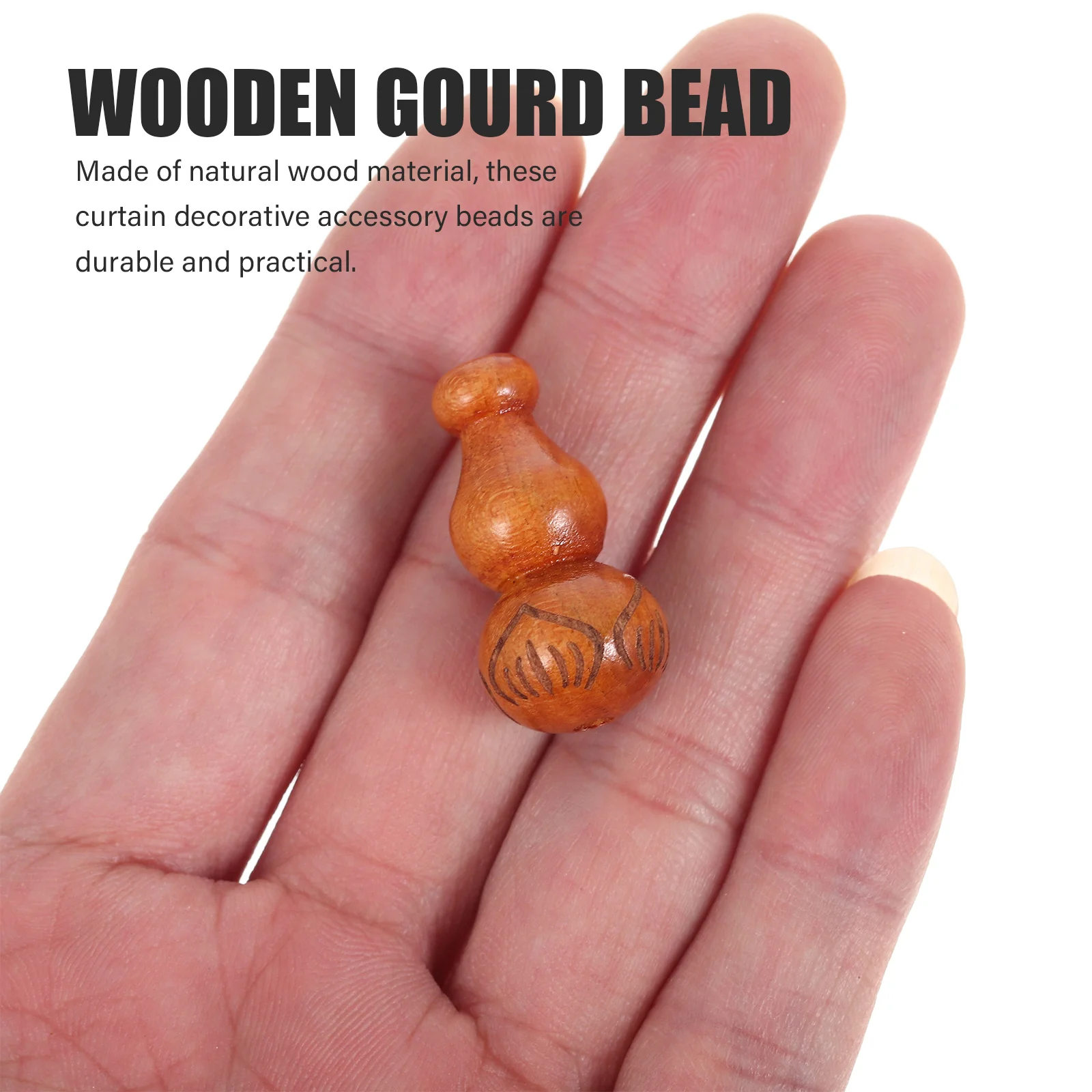 

200pcs Gourd Beads Decorative Wooden Curtain Accessory For Door Window Hanging Diy Solid Wood Bead Ornament Gourd
