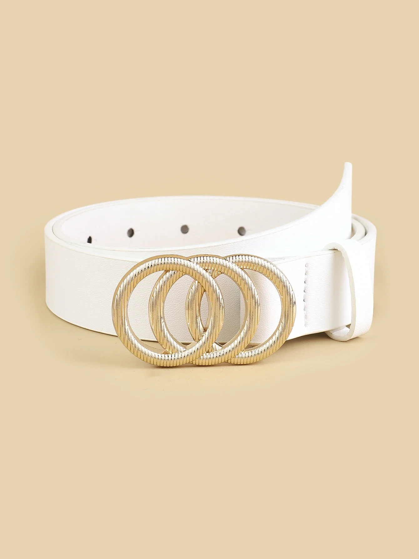Cinturón de cuero PU con personalidad para mujer, cinturón con múltiples círculos de hebilla, a la moda, para vaqueros y vestidos, novedad de 2024