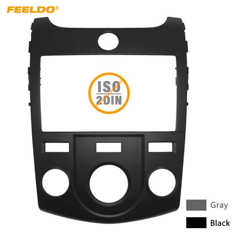 FEELDO Gray/Black Car Radio Fascia Frame For KIA Forte/Cerato/Naza Forte Manual AC  Dashboard Panel Trim OEM 2DIN Reinstallation