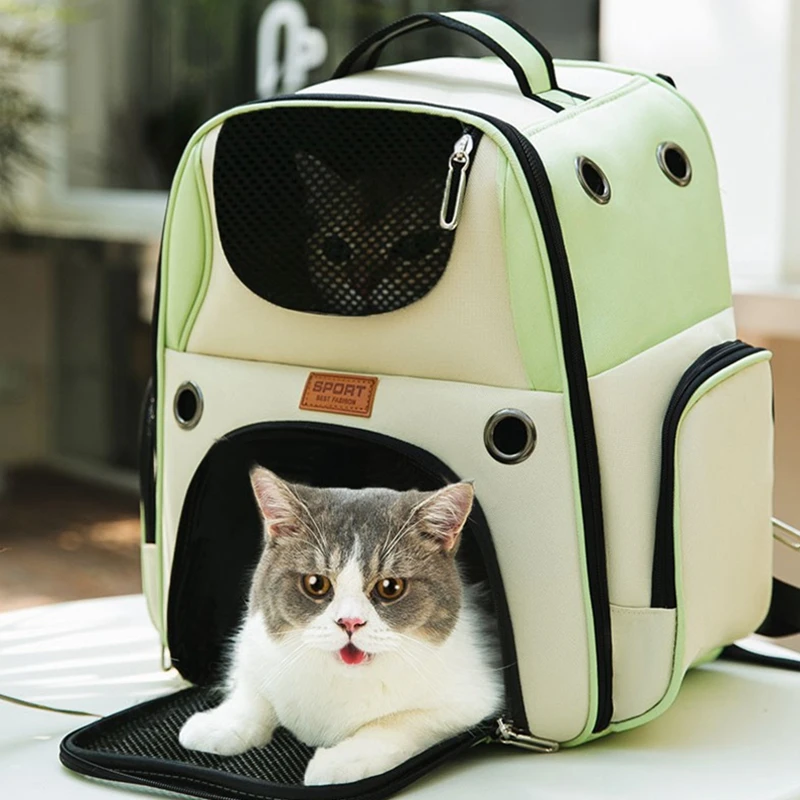 Large Capacity Portable Outdoor Canvas Dog Carrier Bag Pet Cat Backpack Space Capsule Breathable Box Cage Travel Handbag 10kg