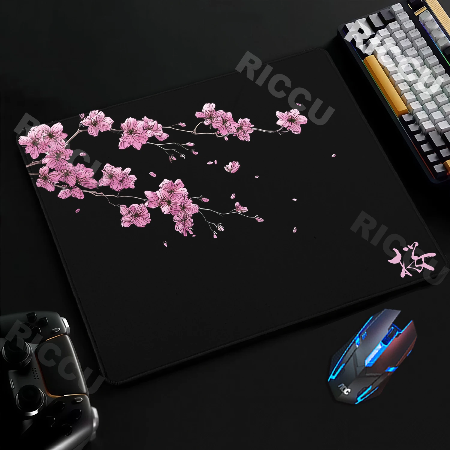 

Коврик для мыши Sakura Black с изображением цветов вишни, HD-коврик для геймеров, резиновый коврик для клавиатуры, коврик для ПК, маленький коврик для мыши, коврик для киберспорта