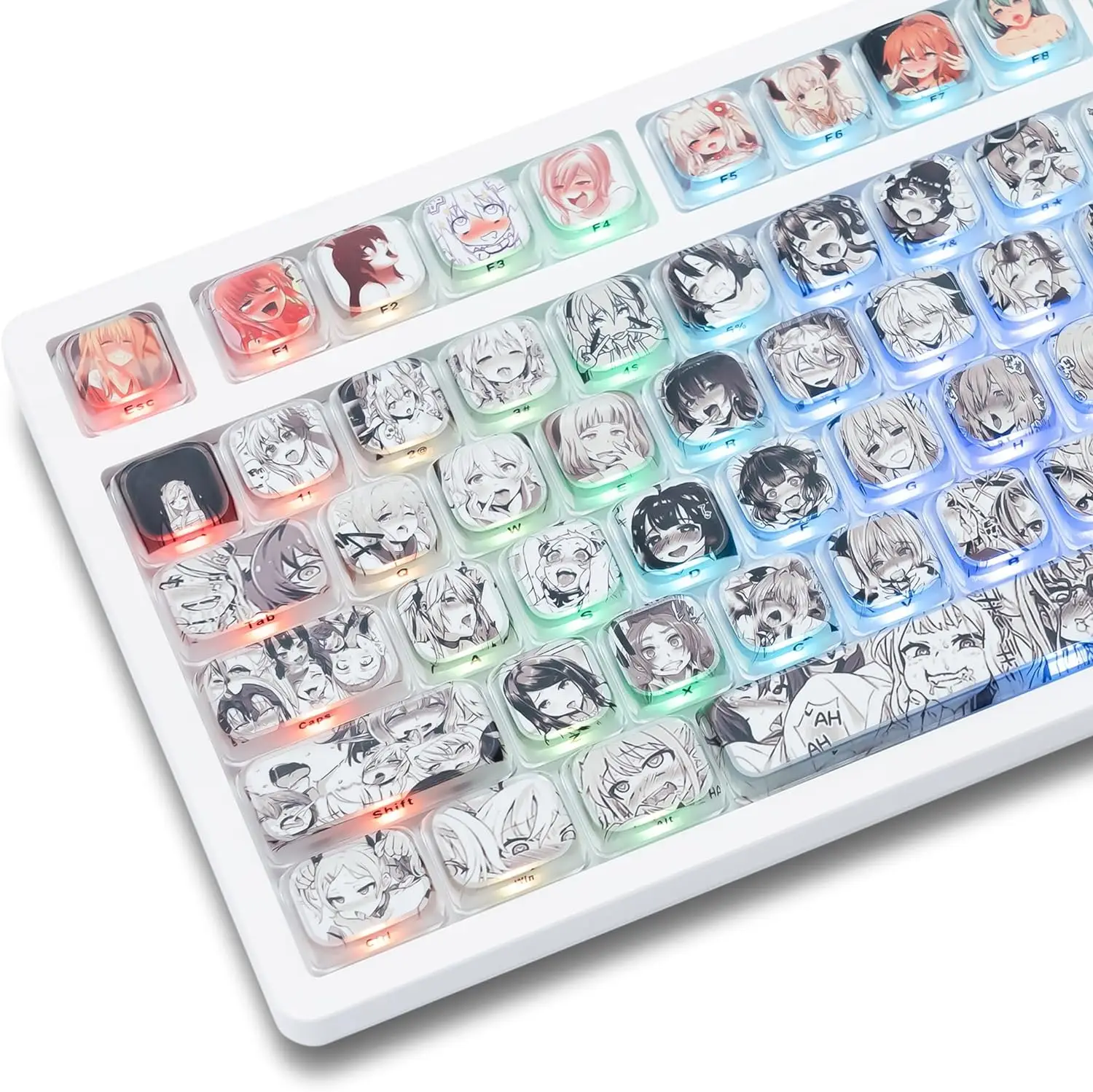 XVX 118 Keycaps Low profile keycaps Clear Shine Through Side Print Pudding Keycap Switches key caps anime Keycaps Costume