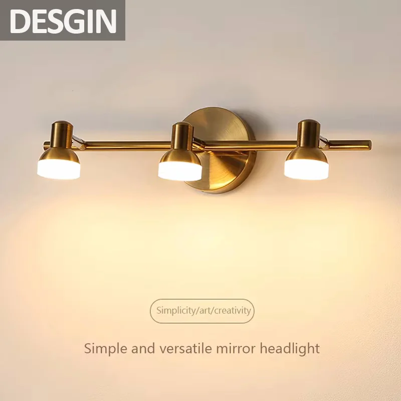 Nordic Wall Light Multi-head Mirror Light For Bathroom Bedroom Waterproof Rotating Wall Sconce Dressing Light Indoor Lighting