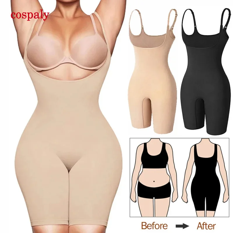 A Slim Body Shaper Seamless Women Bodysuit Slimming Waist Trainer Shapewear Butt Lifter Chest Enhancing Full Slip Strappy-Backed