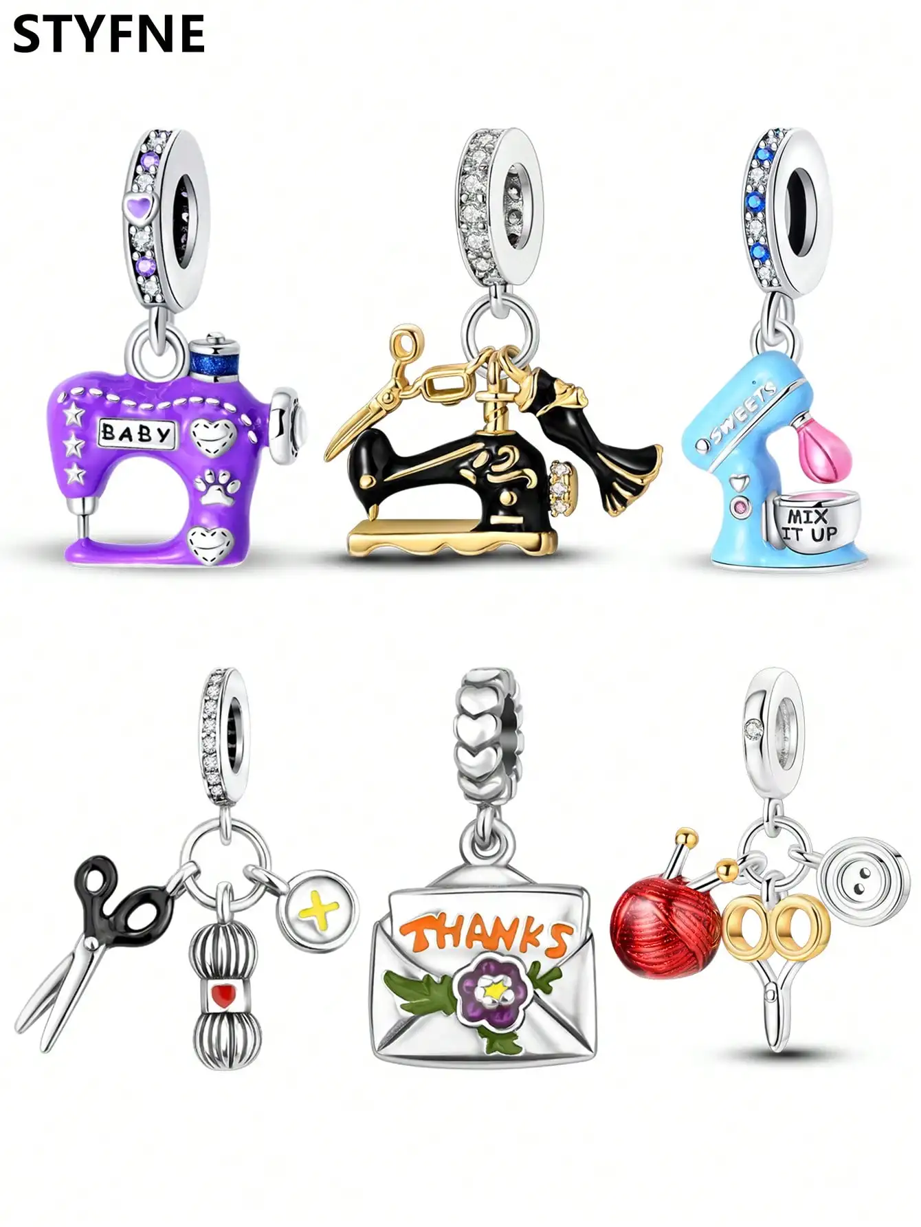 Charms Plata Sewing machine Coffee machine Beads Charm Silver Plated Fit Charms Original Bracelet for Jewelry Making DIY Charm