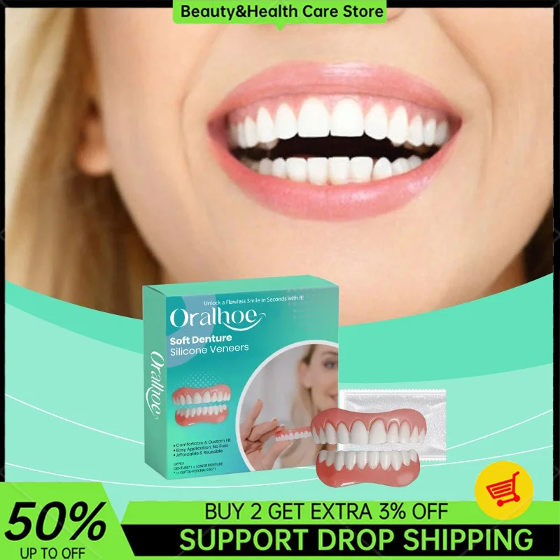 Soft Denture Silicone Veneers Perfect Laugh Care Soft Denture Kit Repair Granules Teeth Gaps Easy Use High-end False Teeth Set