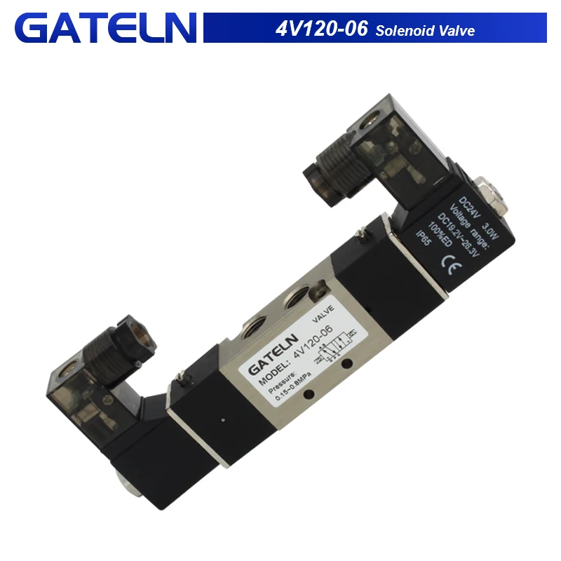 

4V120-06 5 way 2 Postion Solenoid Valves DC12V DC24V AC110V AC220V Pneumatic Air Solenoid Valve