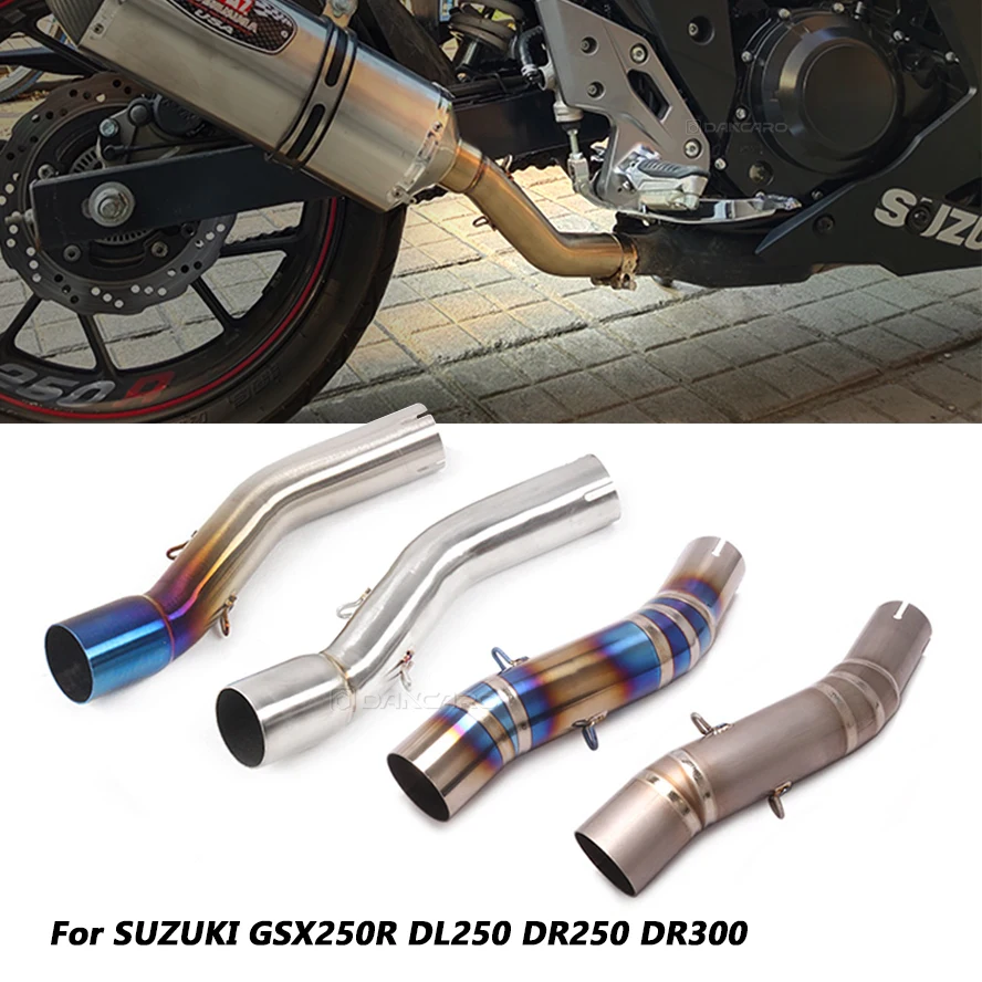 

For SUZUKI GSX250R DL250 DR250 DR300 Exhaust Pipe Middle Link Slip on Tubo de Escape Muffler System Motorcycle Accessories