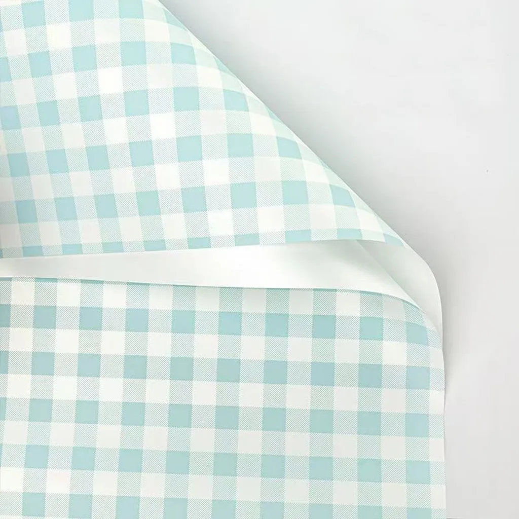 20pcs/pack Waterproof Summer Gingham Check Craft Paper 58x58cm 20 Sheets Silky Paper for Floral Bouquet Gift Wrapping 58*58cm