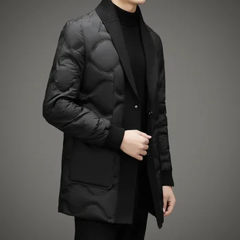 COZOK 스카프 칼라 세트 롱 다운 재킷, 남성 디자이너 의류, 남성 패딩, 경량 패딩 재킷, 겨울 남성 콜드 코트