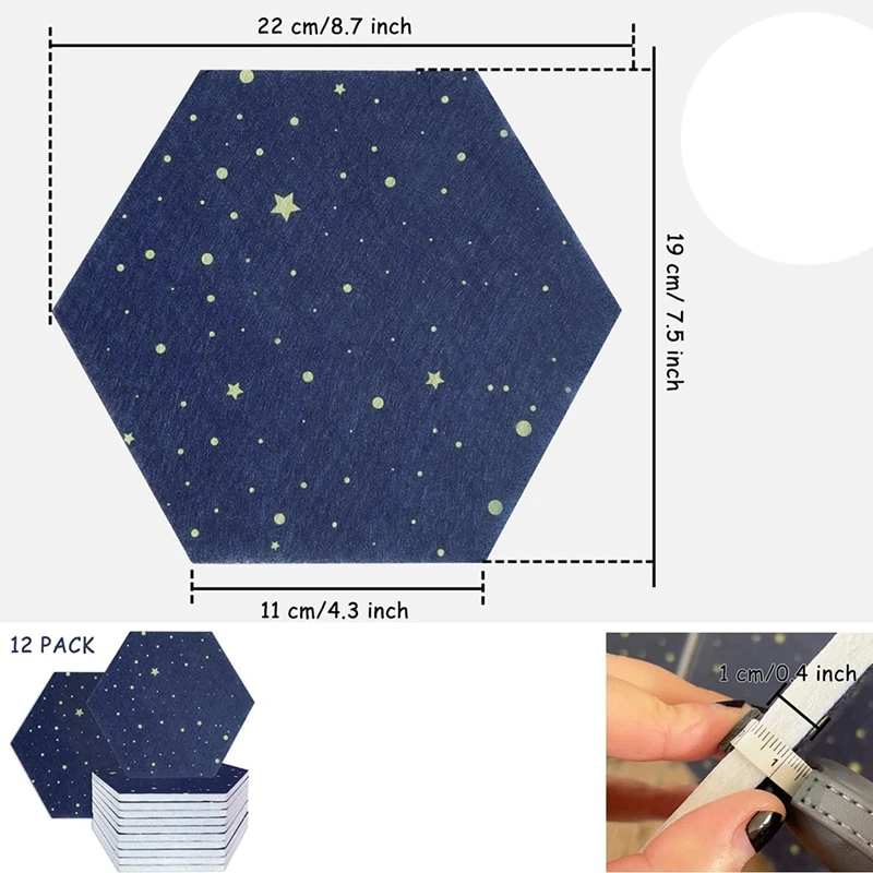 12 Pack Starry Sky Hexagon Acoustic Panels,Sound Proofing Padding,Sound Absorbing Panel For Studio Acoustic Treatment