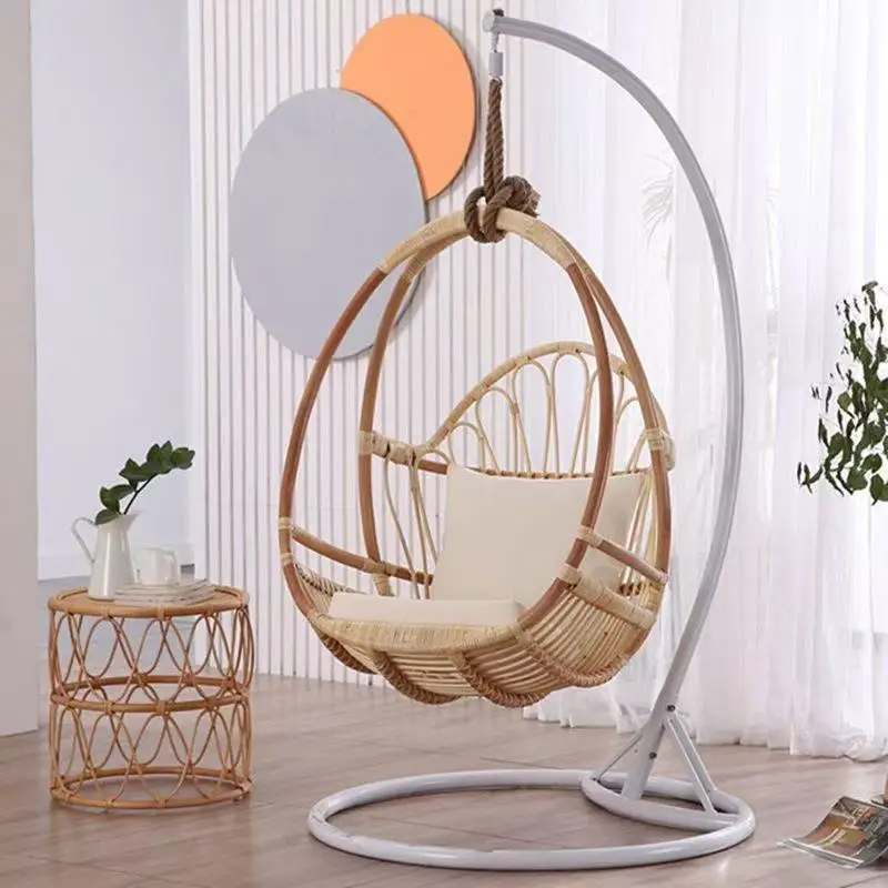 pe-105X89CM Internet Celebrity Hanging Basket Indoor Swing Hanging Lazy Leisure Sofa Chair Rattan Chair Cradle Room Rattan~
