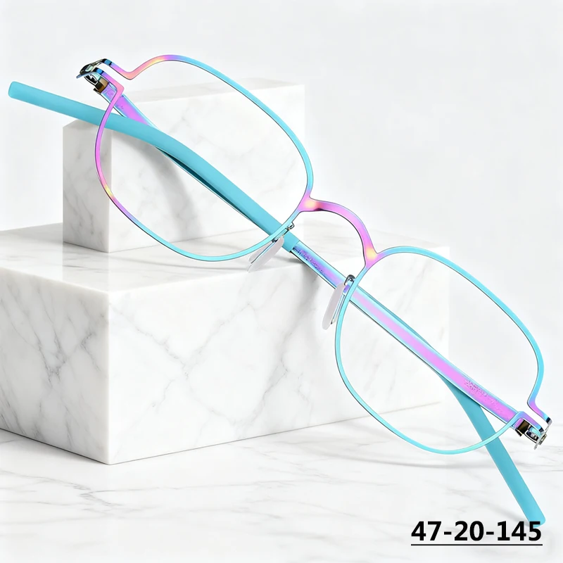 Mens Small Square Glasses Frame Ultralight No Screw Spectacles Colorful Eyeglasses Women Pure Handmade Purple Eyewear No Fading