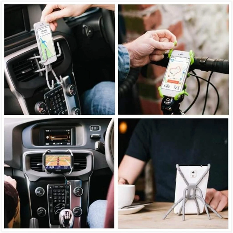 Universal Multi-Function Portable Spider Flexible Grip Holder for Smartphones and Tablets in Car Bicycle Desk Plane