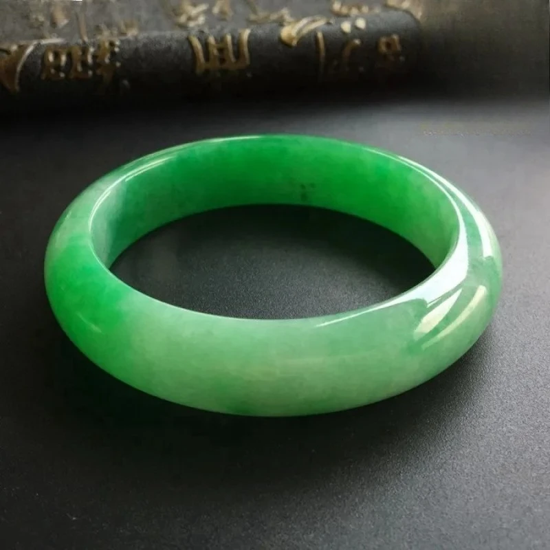 

New 2026 Bracelet en Jade vert Yang, roi glacé, Bracelet en Jade vert du Myanmar Laokeng pour femmes, vert complet