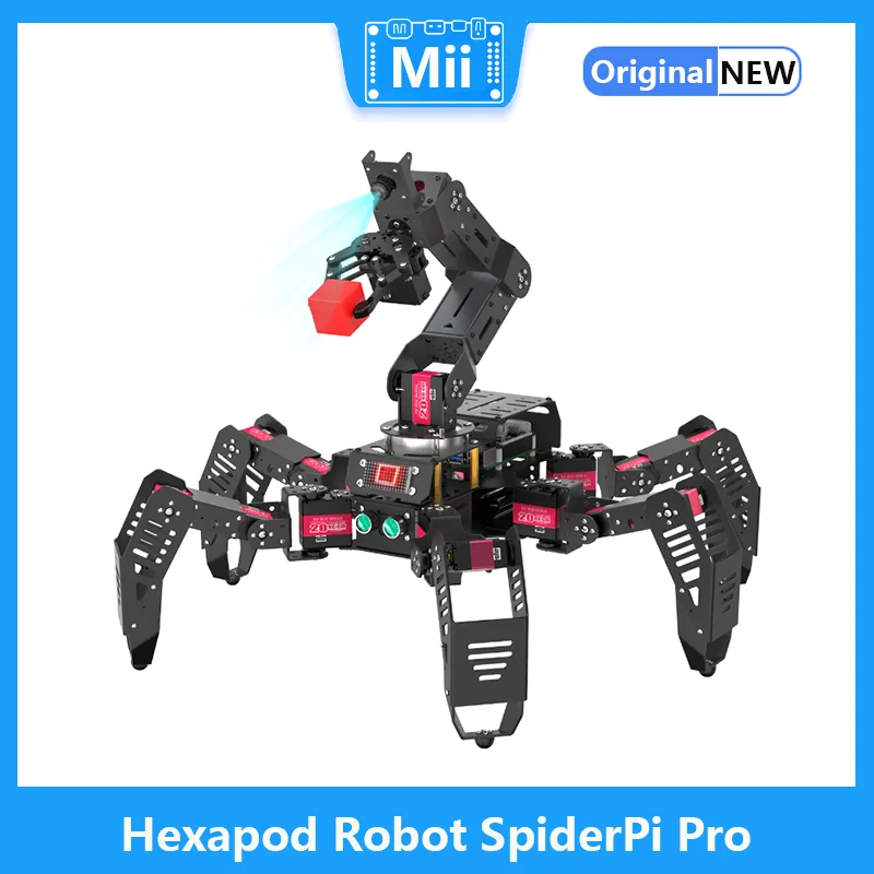 

SpiderPi Pro: Hiwonder Hexapod Robot with AI Vision Robotic Arm Powered by Raspberry Pi 4B 4GB