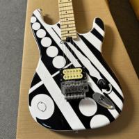ST white dot electric guitar with mahogany body and rosewood neck, high-quality, free delivery included.