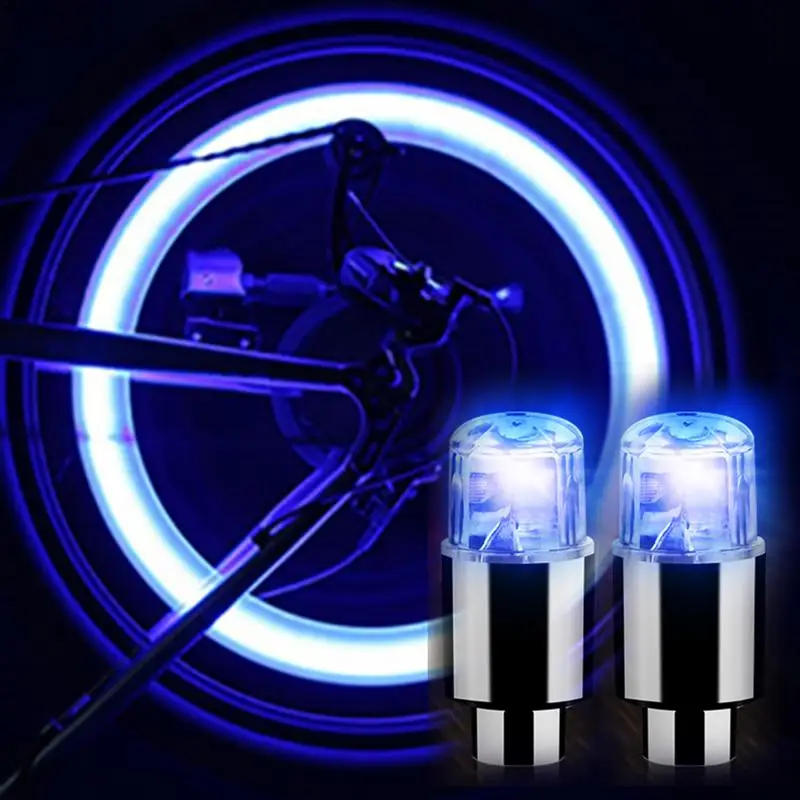 2Pcs Tire Valve Cap Lights Colorful LED Wheel Light For Car Air Valve Caps Neon Light for Motorcycles Bicycles Auto Exterior