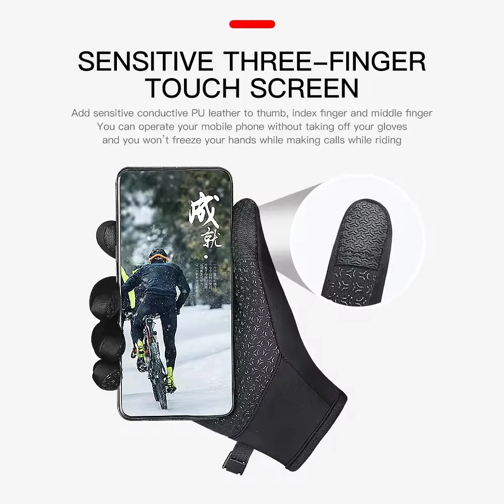 Touchscreen luvas quentes ao ar livre ciclismo condução da motocicleta à prova dwindproof água luvas frias à prova de vento antiderrapante feminino luva de esqui de inverno