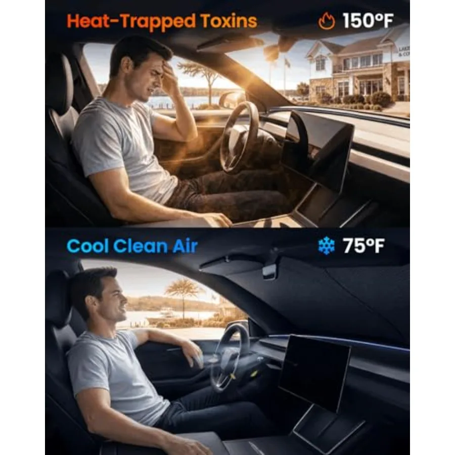 Upgraded New Windhield unhade [Tailored Fit, 99% Sun Protection] Foldable Sun Shade Car Accories with Storage Bag