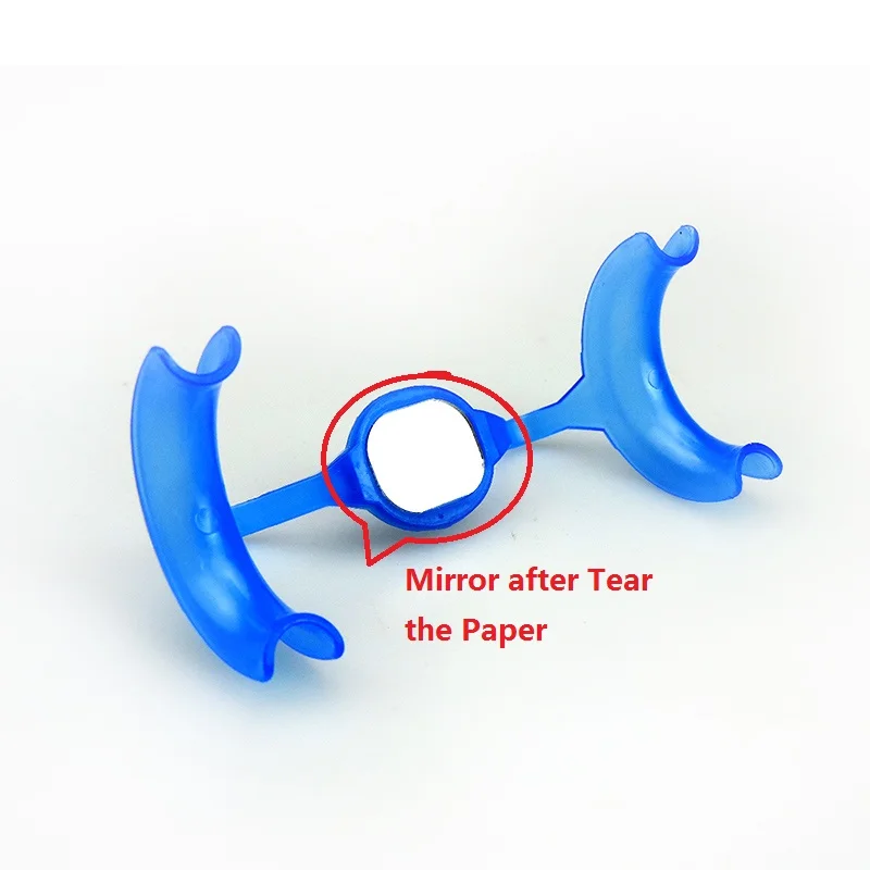 10 Pcs Dental Ortho Cheek Retractor M-Shape With Mirror Blue Mouth Opener
